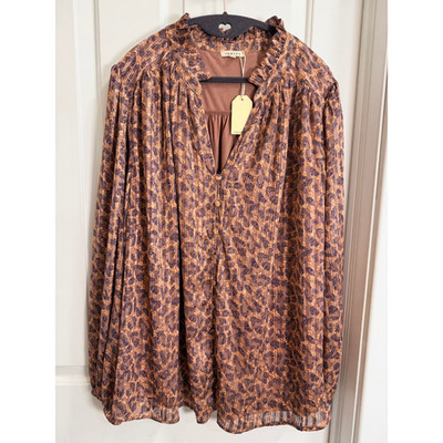 NWT Jodifl 3X Plus Boho Blouse Rust Floral Long Sleeve Sheer Tunic Top
