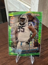 2025 Panini Prizm Derrick Brown Cracked Green Ice Carolina Panthers #76