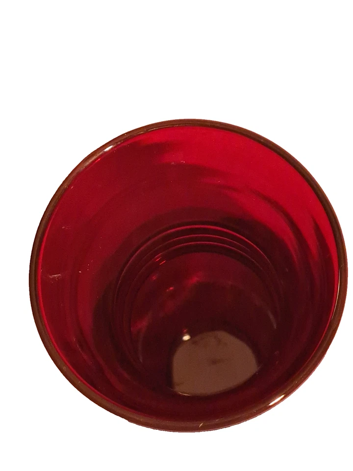 Vintage Anchor Hocking Royal Ruby Red Glass Vase Ribbed 6 3/8” Height - Image 2 of 3