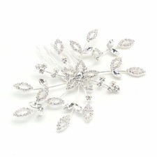 Rhinestone Flower  Leaf Hair Comb