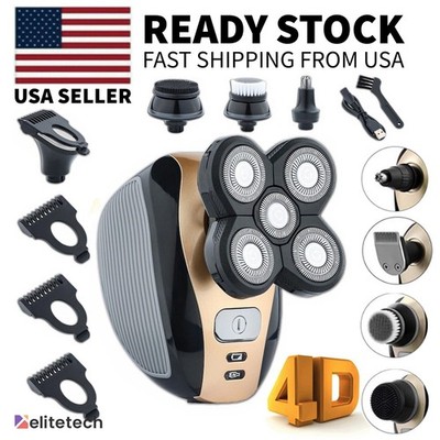 5-in-1 4D Rotary Electric Shaver Rechargeable Bald Head Shaver Beard Trimmer NEW