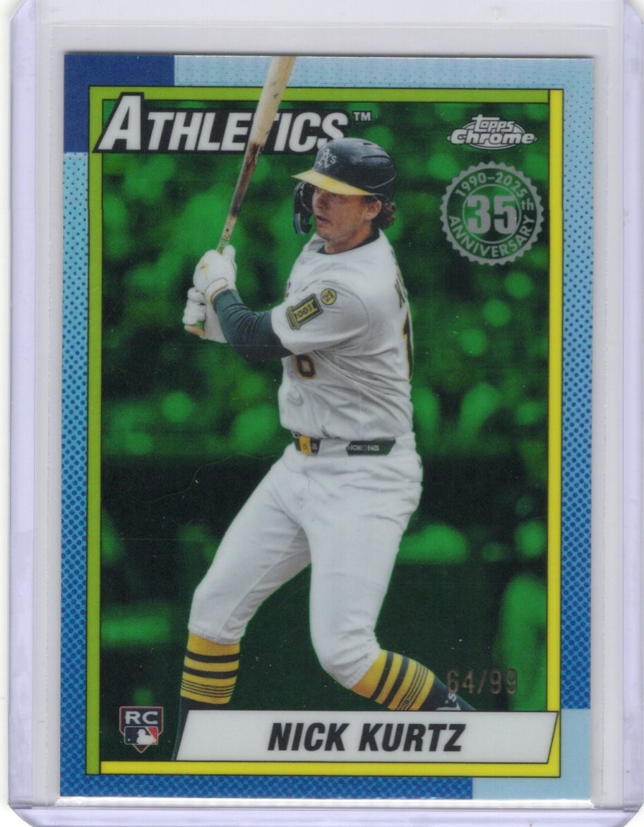 NICK KURTZ 2025 TOPPS CHROME UPDATE 1990 TOPPS CHROME ROOKIE GREEN RC 64/99 ROY