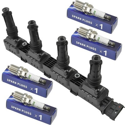 1x ZÜNDSPULE + 4x ZÜNDKERZE FÜR OPEL AGILA ASTRA CORSA C D MERIVA TIGRA 1.2 1.4