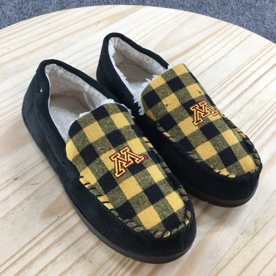 FOCO Slippers Mens 7-8 Minnesota Golden Gophers Moccasin Yellow Plaid Comfort - Image 3 of 4