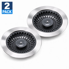 2 Pack Kitchen Sink Strainer Stopper 3 in 1 Stainless Steel Anti Clog Basket