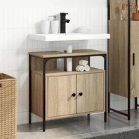 Badezimmerschrank Mit TüR Beige 60 X 30 X 60 Cm Holzwerkstoff Badezimmerschrank