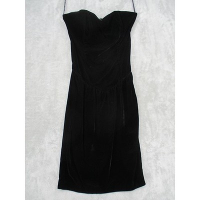 Vintage Positively Ellyn Dress Womens 8 Black Velvet Strapless Smocked Bodice