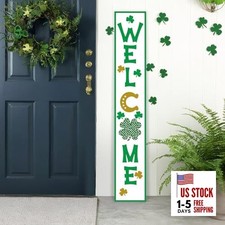 St Patricks Day Porch Sign, 47"H Wooden Saint Patrick's Tall Leaner green