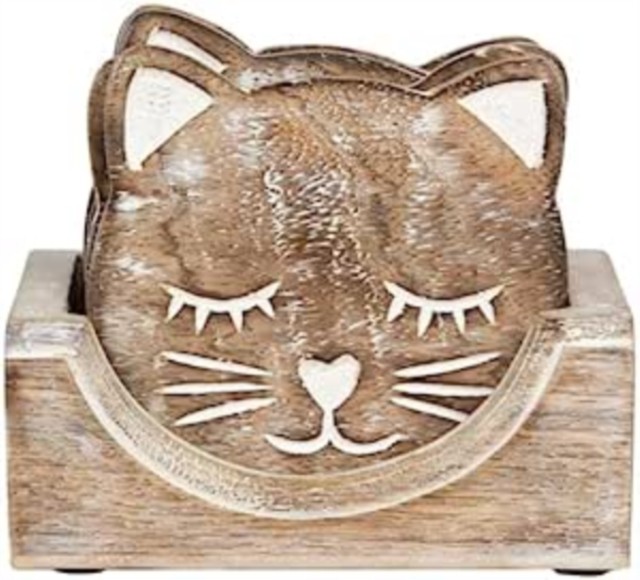 Sass  Belle Wooden Carved Cat Coaster  Set of 6 PAPERBACK 5055356097575