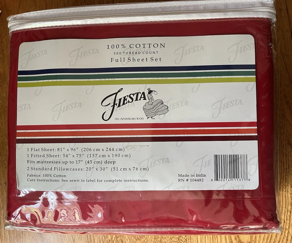 Juego completo de sábanas vintage Fiesta Ware rojo amapola 100 % algodón 300 hilos Foto 2 de 3