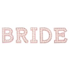5 Pcs Iron on Decorative Pearl Rhinestone 1.8" Letter BRIDE Patch, Pink