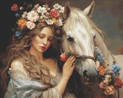 Luca-S Counted Tapestry Kit ''Gold Collection The Flower Fairy'', 27.5 x 22cm