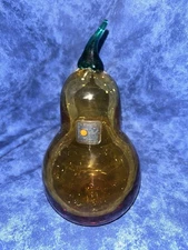 Rare Vintage Blenko-Pear or Gourd-Hand-blown Glass-7" H with sticker