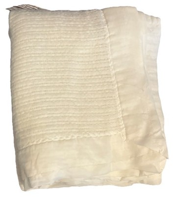 Baby Morgan Thermal Waffle Weave Nylon Trim Creamy White Blanket USA Vintage
