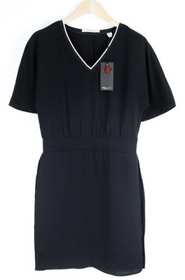 Maison Scotch Women's Dress XS Black Short Sleeves V-Neck Casual