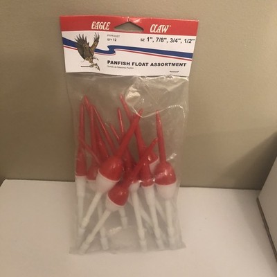 12 Pack Eagle Claw Panfish Float Assortment 1'' 7/8'' 3/4'' 1/2'' Fishing Bobbers