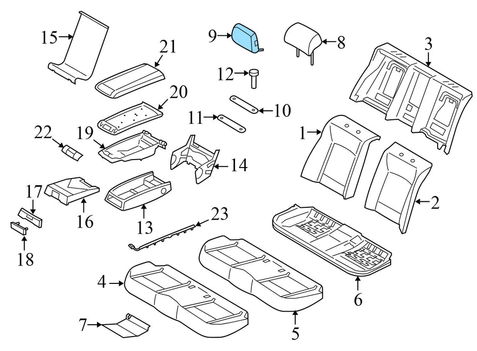 BMW 740I 2010-2015 - reposacabezas central trasero / reposacabezas (cuero) 7219455 Foto 4 de 4