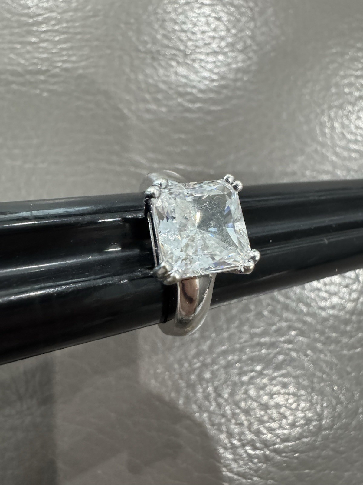 14k Solid White Gold Lab Created Square Center St… - image 6