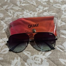 QUAY Women  s Aviator Sunglasses Black Metal Frame Gray Gradient UV400