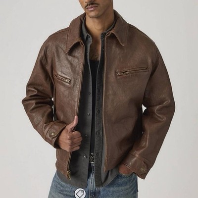 NWT Levi s Corona Heights 100% Genuine Brown Leather Jacket Men s Size M
