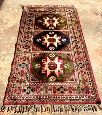 Turkish Leski Star Hand-woven Kazak wool rug Oriental wool carpet 7' x 4'