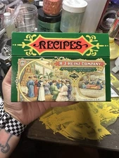 VTG HJ HEINZ 1987 RECIPE BOX Metal TIN LITHO GRAPHIC B3