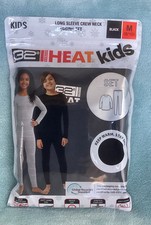 32 Degrees  Heat  Kids Baselayer Long Sleeve Crew Neck  Legging Set, BLACK/ M