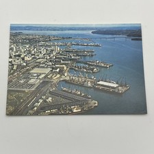 Auckland Harbour New Zealand Aerial View Postcard Colourchrome Series 1960s