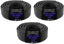 Absolute 3-Pack 1/4", 1/2", 3/4" x 20 Feet Each Split Wire Loom Convoluted