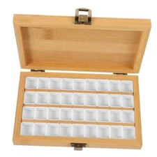 Watercolor Paint Palette 36 Empty Half Pans 4x6 Inch Wooden Travel Box Case 