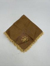 11.25  Brown Handkerchief Floral Boutique Embroidered  Yellow Tatted Edge