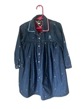 Vintage Tommy Hilfiger Girls denim embordiered flowers dress 4t