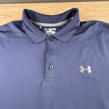 Under Armour HeatGear Mens 2XL Loose Fit Polo Shirt Navy Blue Short Sleeve Golf