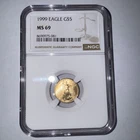 1999 Gold American Eagle 1/10oz NGC MS 69 Brown Label