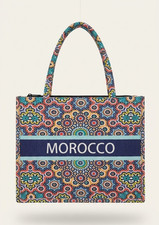 Morocco Geometric Multicolor Zip Tote Bag Women&rsquo;s Double Handles Travel