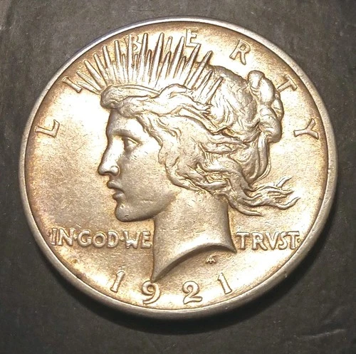1921 $1 Peace Silver Dollar High Relief VF Details