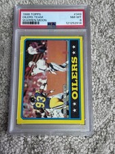 FOOTBALL CARD 1986 TOPPS PSA 8 HOUSTON OILERS TEAM LEADERS HOF WARREN MOON