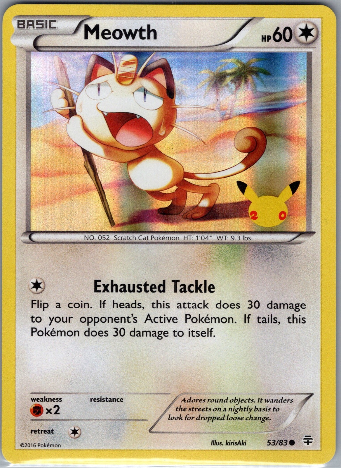Meowth 53/83 - Pokemon TCG Generation (20th Anniversary Stamped) - Holo (NM)