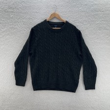 J Crew Sweater Mens L Green Cable Knit Crewneck Preppy Outdoor Cabin Gorpcore