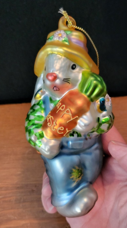 Vintage Handblown Glass Christmas Easter Seasonal Bunny Rabbit Boy Ornament