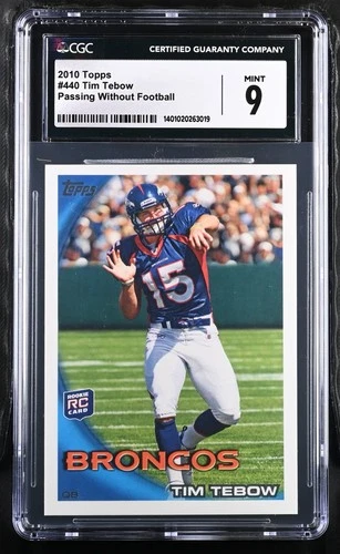 2010 Topps #440D Tim Tebow FS Passing Without Football CGC 9 Factory Set Only