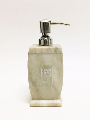 NEW DEVI BEIGE+BROWN MARBLE STONE HAND CRAFTED SOAP,LOTION,KITCHEN DISPENSER 