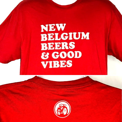 New Belgium Brewing Beers Mens Retro T-Shirt size XL Good Vibes Felt Lettering