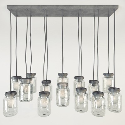 New Pottery Barn Exeter 16 Light Glass Mason Jar Rectangular