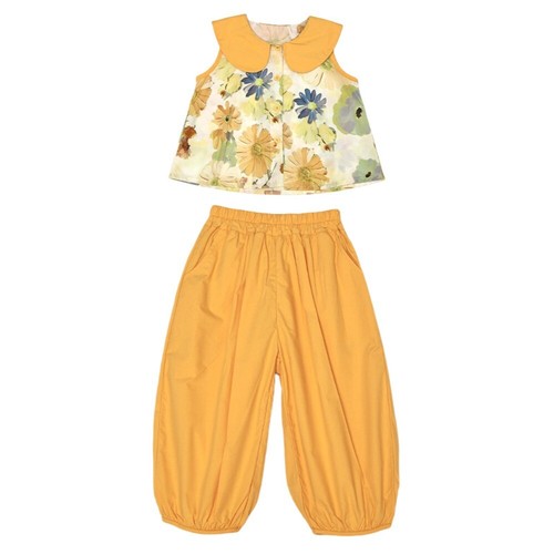 Flip Collar Girls Floral Suit Children Clothes Set Kids Clothing - Picture 14 of 14