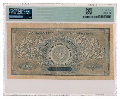 POLAND banknote 250.000 Marek 1923 PMG VF 25 Very Fine - Picture 2 of 7