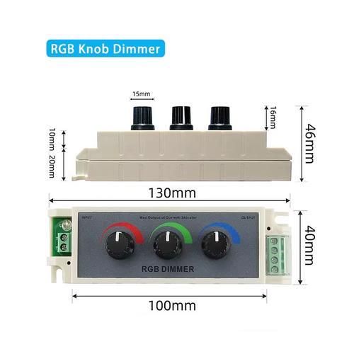 LED three way dimmer RGB light strip dimming knob dimming controller DC12-24V - Picture 11 of 12