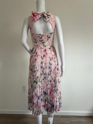 strapless open back dress PLEATED NECKLINE GOWN