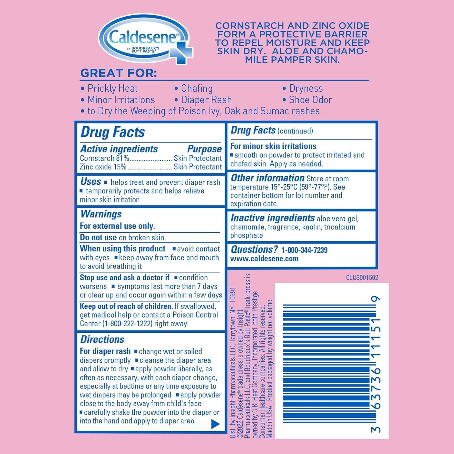 Caldesene Medicated Protecting Powder, Cornstarch & Zinc Oxide, Talc