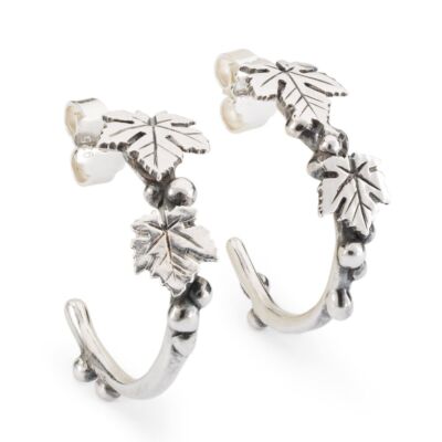TROLLBEADS Steckcreolen, Weinblatt, 925 Sterlingsilber, TAGEA-00119